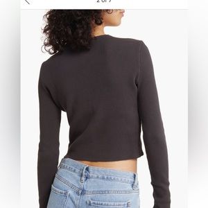 Madewell Long Sleeve Cropped Waffle Shirt